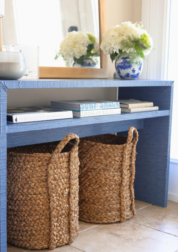 DIY Grasscloth Console Table